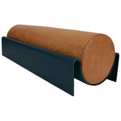 'Monitor' Fiberglass Upholstered Bench in Leather, Limited Edition of 10