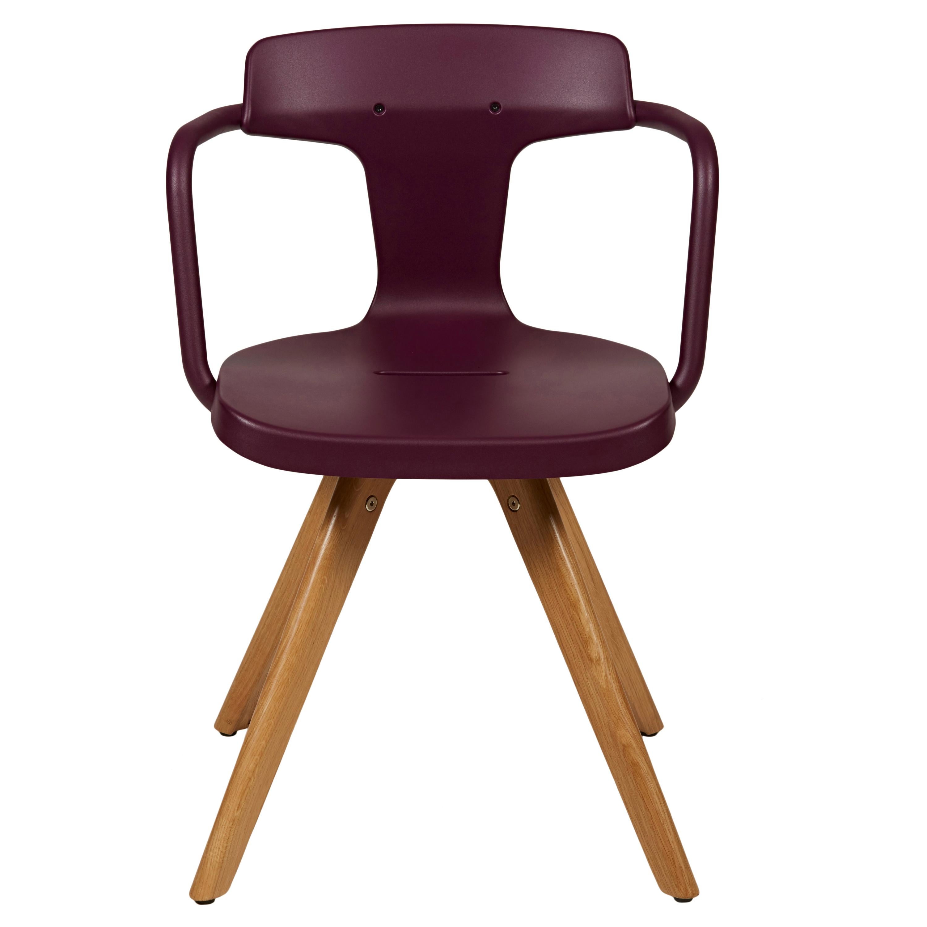 For Sale: Purple (Aubergine) T14 Chair with Wood Legs in Pop Colors by Patrick Norguet and Tolix