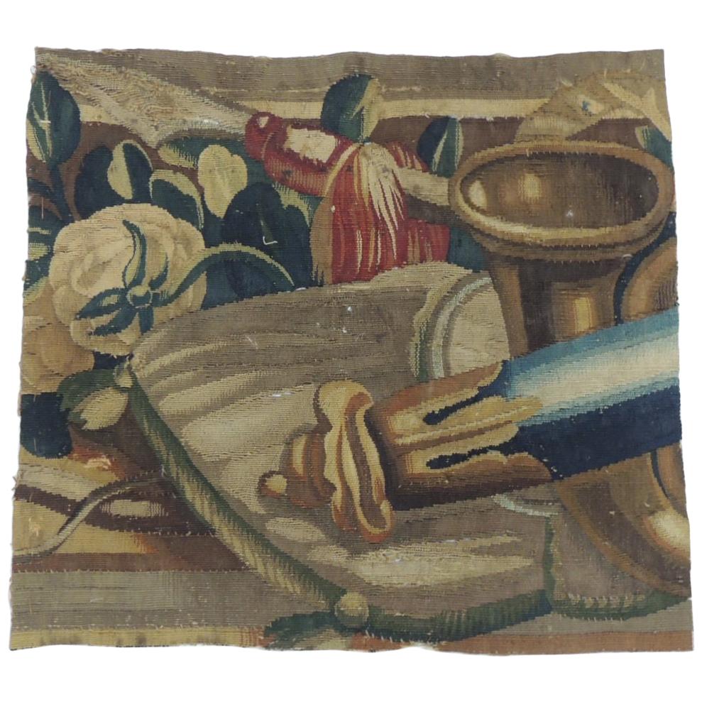 18th Century Red and Blue Aubusson Tapestry Fragment