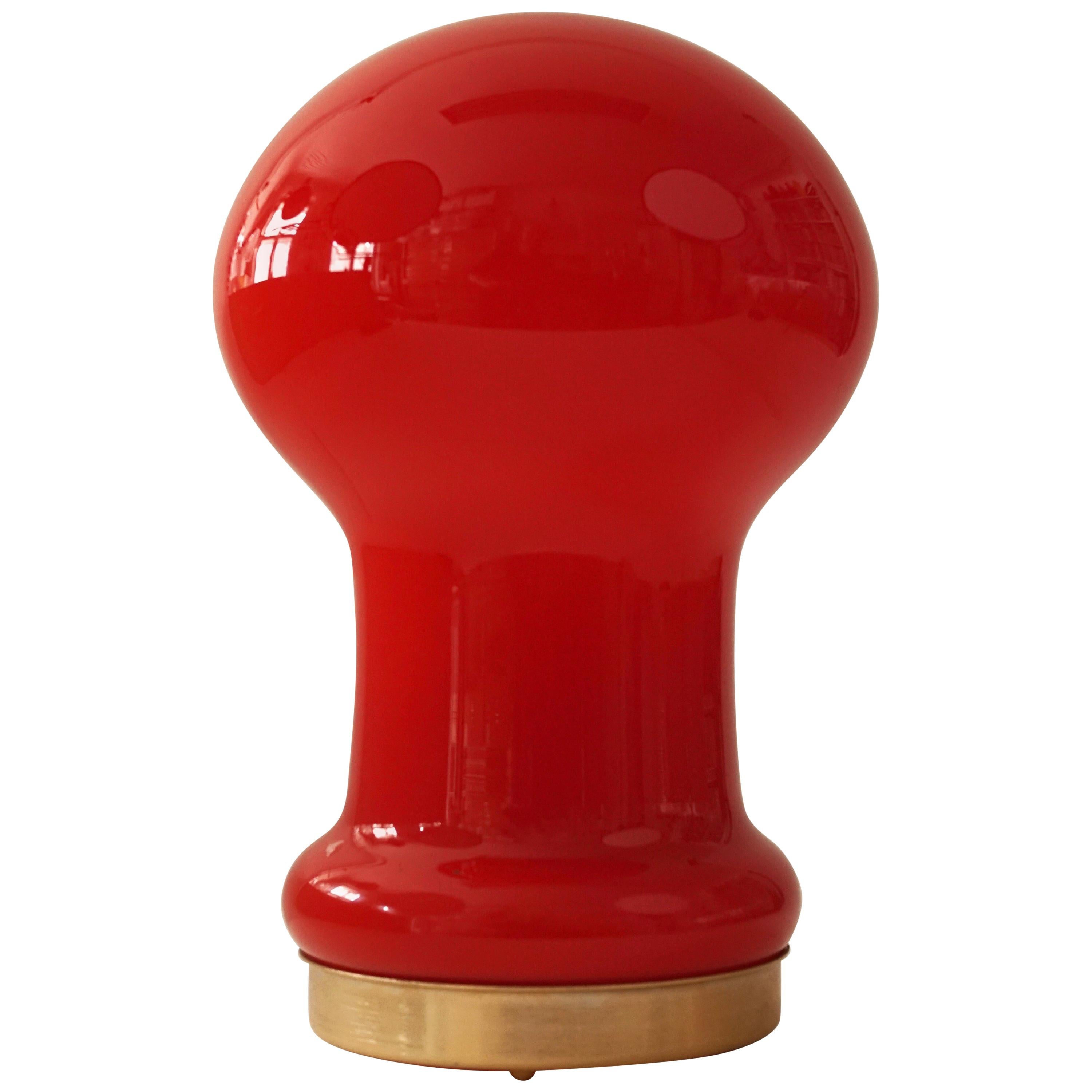 Red-Orange Opaline Table Lamp from 1970s