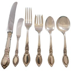 Guildhall by Reed & Barton Sterling Silver Flatware Set Service 74 Pieces Floral