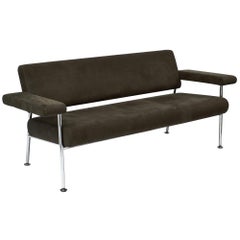 Chrom und Ultrasuede Vintage Modernist Sofa