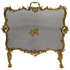 Rococo Style Gilt Brass Fireplace Screen