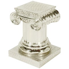 Engine Turned Silver Wash Ionic Column Pedestal