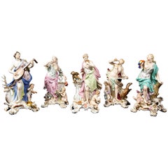 Used Set of 5 Meissen Figures Emblematic of the Senses by J.J. Kändler and Eberlein