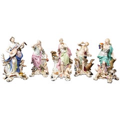 Conjunto de 5 Figuras Meissen Emblemáticas de los Sentidos por J.J. Kändler y Eberlein