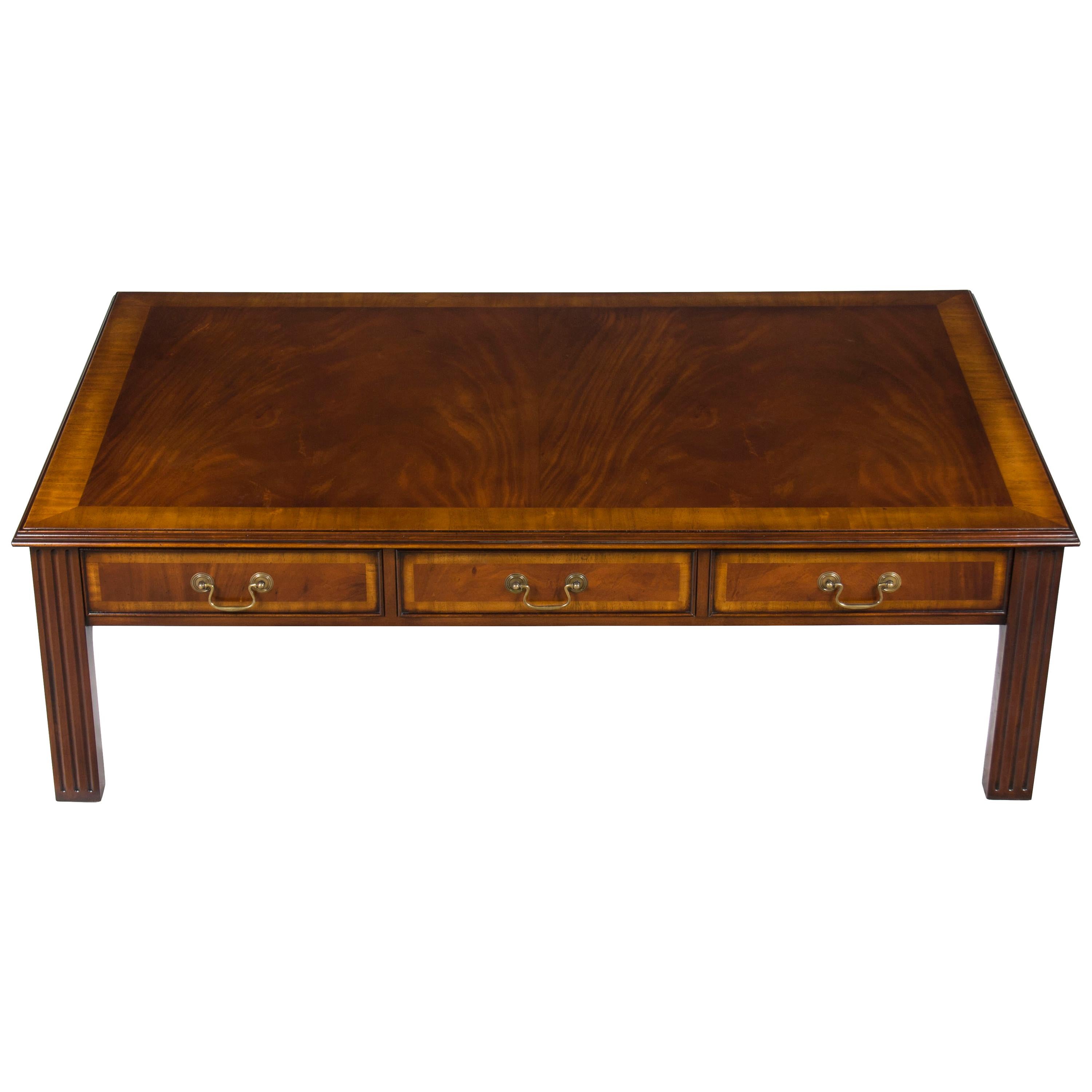 Chippendale Style Large Mahogany Coffee Cocktail Table For Sale
