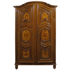 Walnut Armoire from the Italian Piedmont with Beautiful Inlay