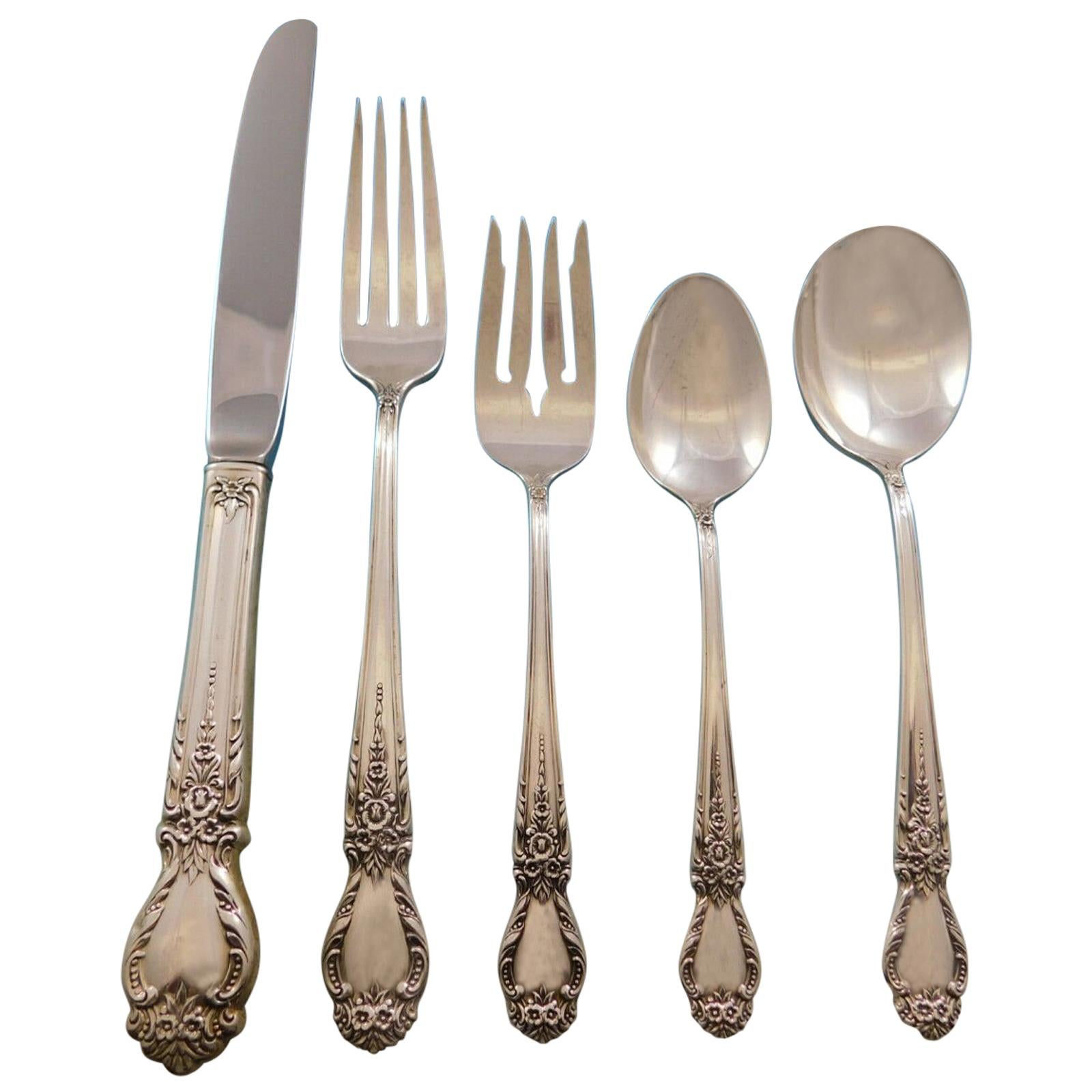 Brocade by International Sterling Silver Cutlery Set 12 Service 62 Pcs Dinner