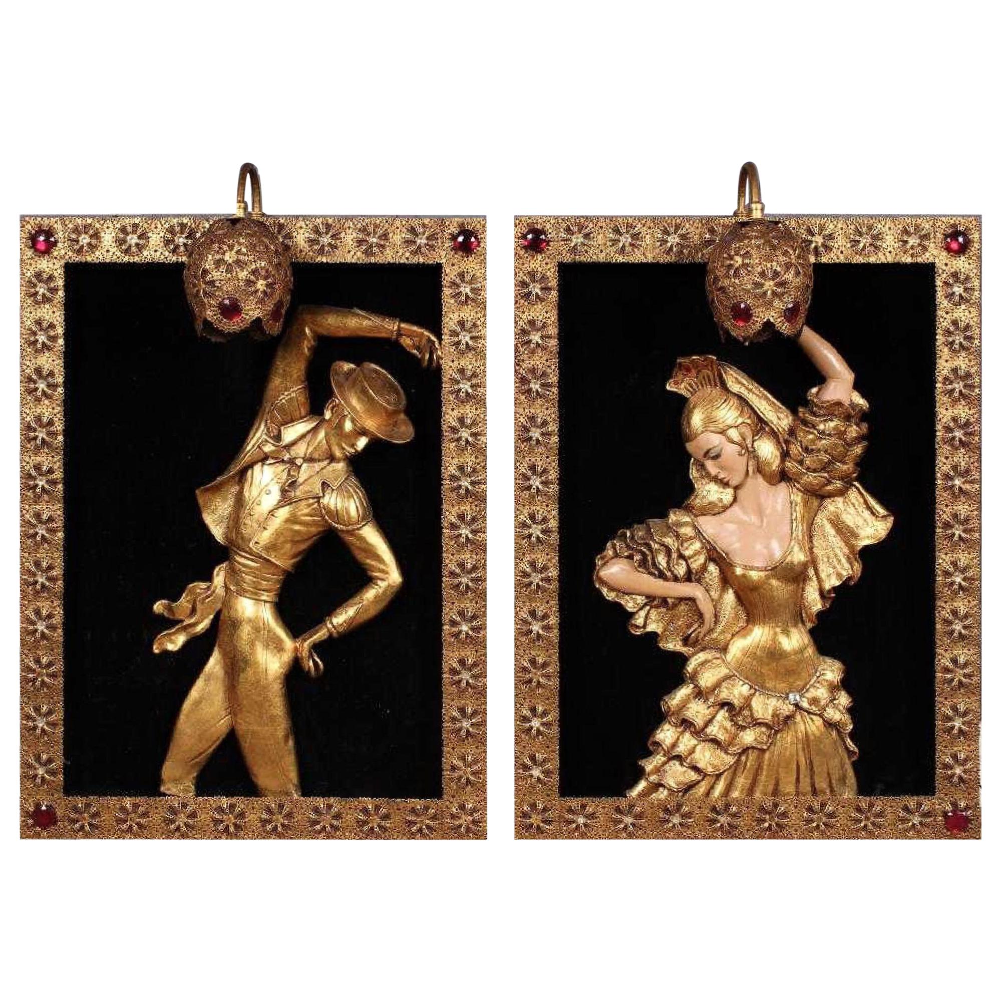 Vintage Gilt Regency Flamenco Wall Lamps ARP 1950s YEAR-END CLEARANCE