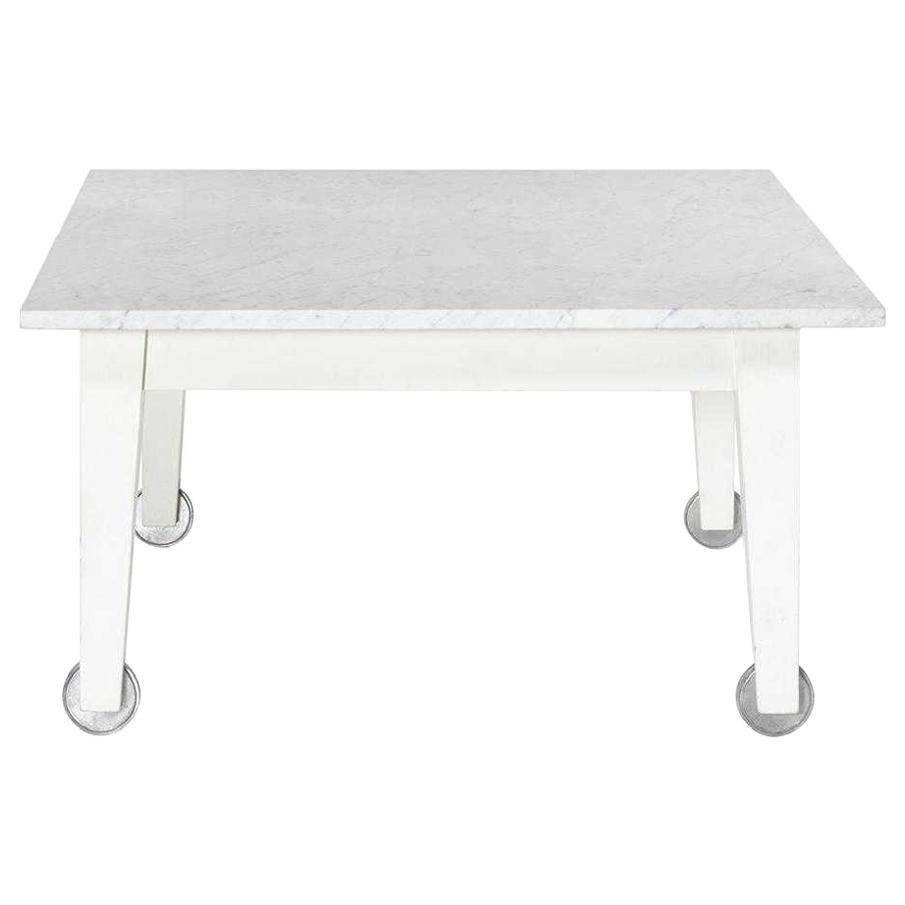 Philippe Starck Delano Carrara Marble White Coffee Table Casters Miami 1980s