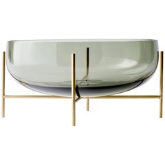 Large Echasse Bowl by Theresa Arns, with Brass Legs and Smoked Glass