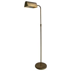 Vintage Classical Brass Adjustable Library Reading Floor Lamp, 1960s