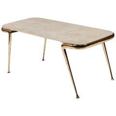 Marble and Sculptural Brass Coffee Table by Cesare Lacca
