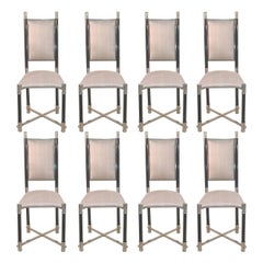 Antonio Pavia Set of Eight Dining Chairs Nickel and Lacquer