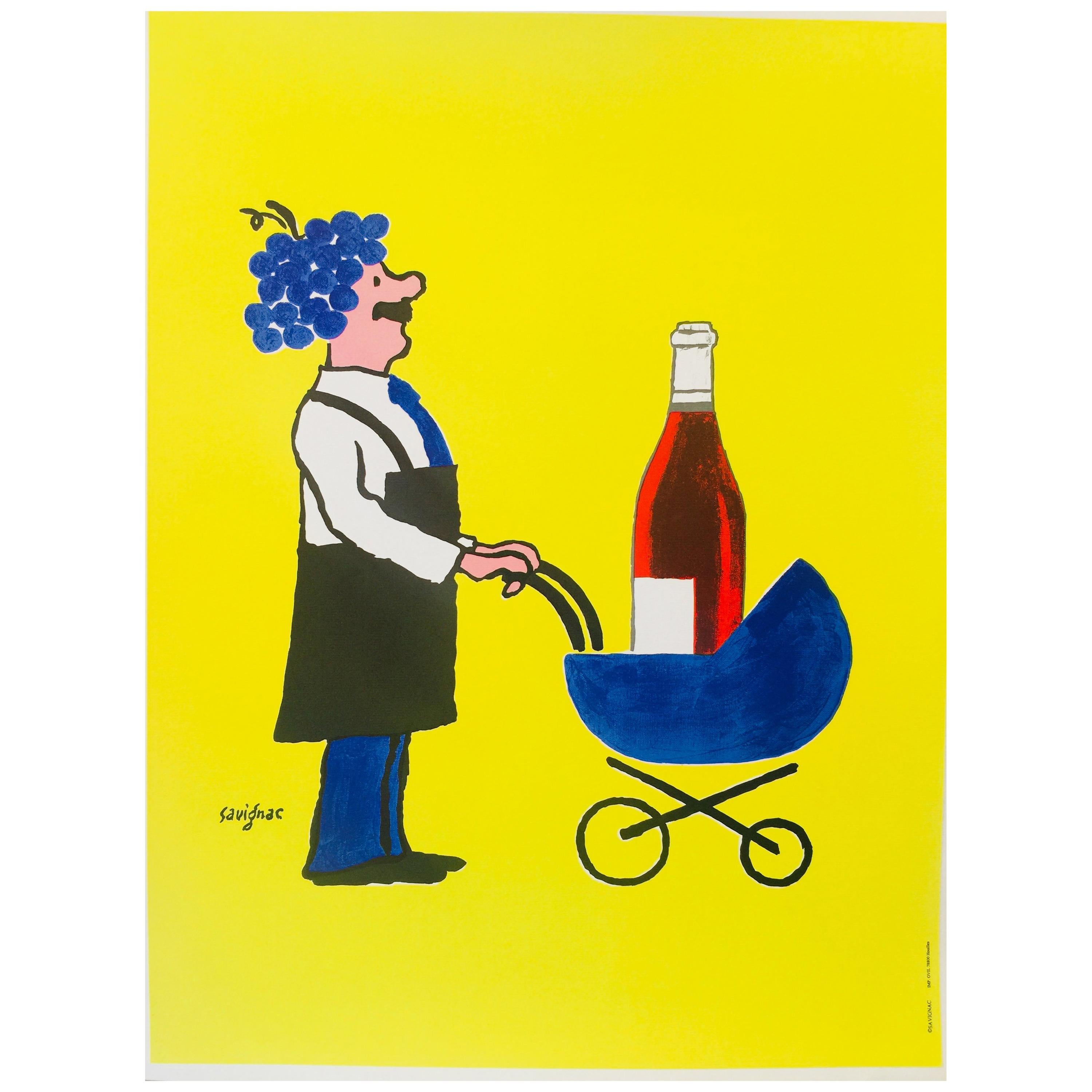 Original Vintage French Wine Poster by Savignac 'Buvons Ici Le Vin Nouveau'