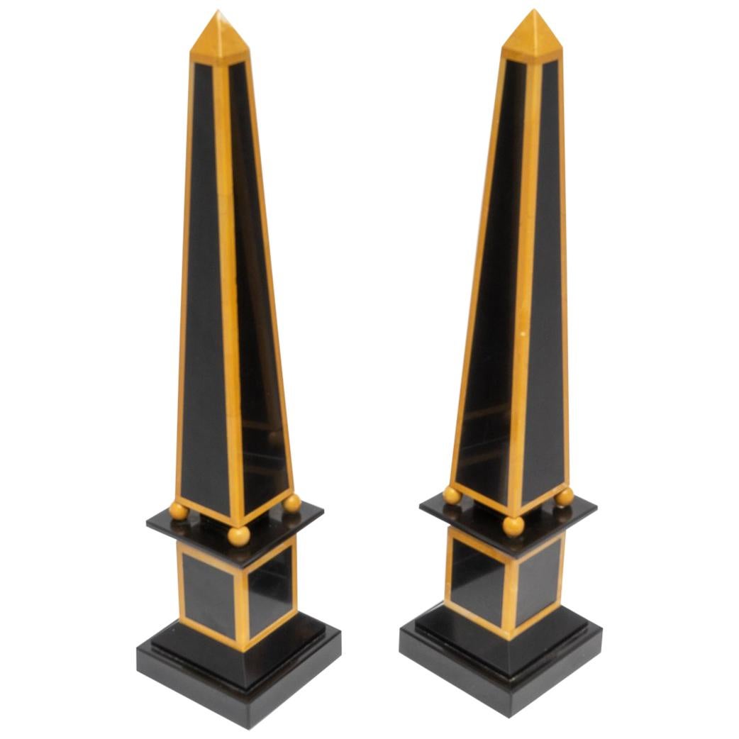 Pair of Marble Obelisk