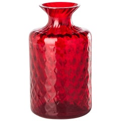 Venini Monofiore Carnevale Tall Glass Vase in Red