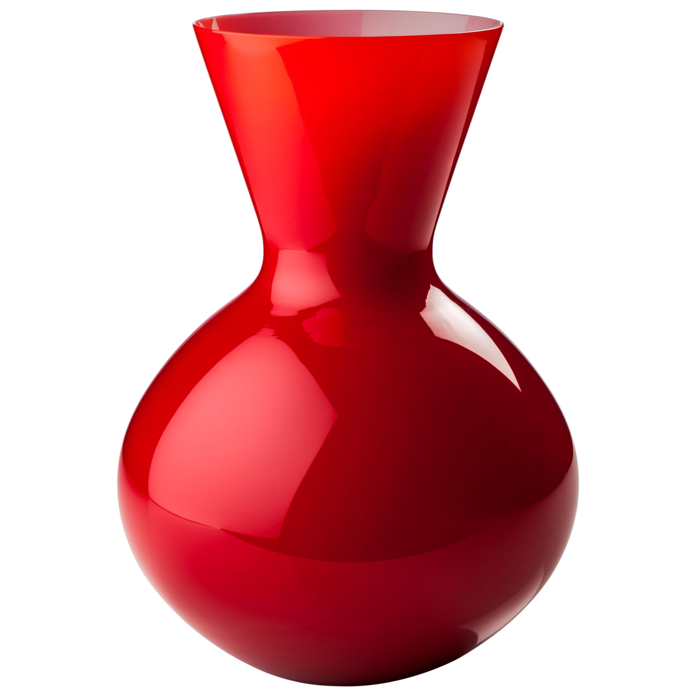 Grand vase en verre rouge Venini Idria en vente
