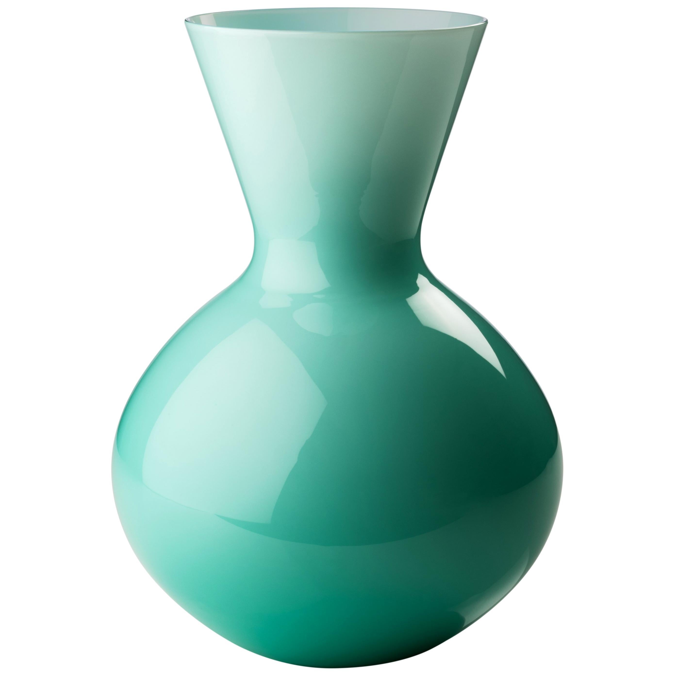 Venini Idria Large Glass Vase in Mint Green
