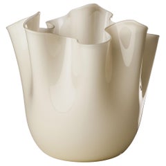 Venini Fazzoletto Large Vase in Milk White by Fulvio Bianconi & Paolo Venini