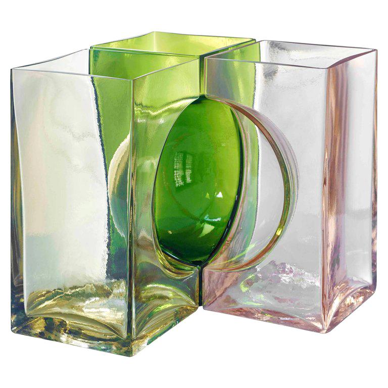 Venini Ando Cosmos Vase in Yellow, Green and Pink by Tadao Ando For Sale