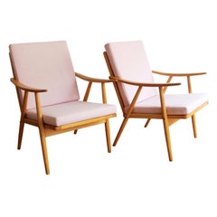 Pair of Newly Upholstered Midcentury Armchairs by Interier Praha