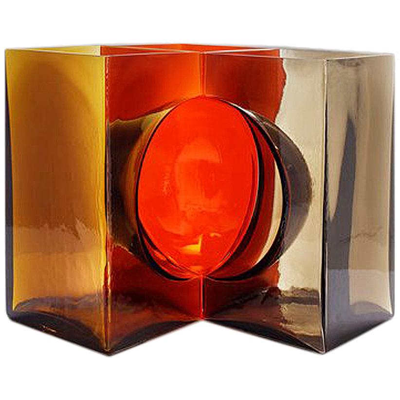 Vase Cosmos Venini Ando en thé, rouge et gris de Tadao Ando