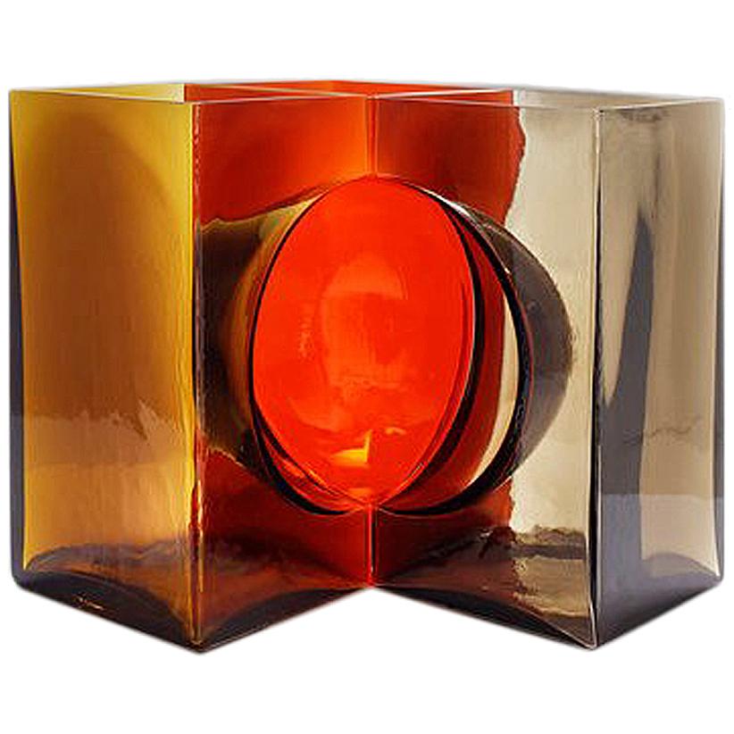 Venini Ando Cosmos Vase in Tea, Red and Gray by Tadao Ando in vendita