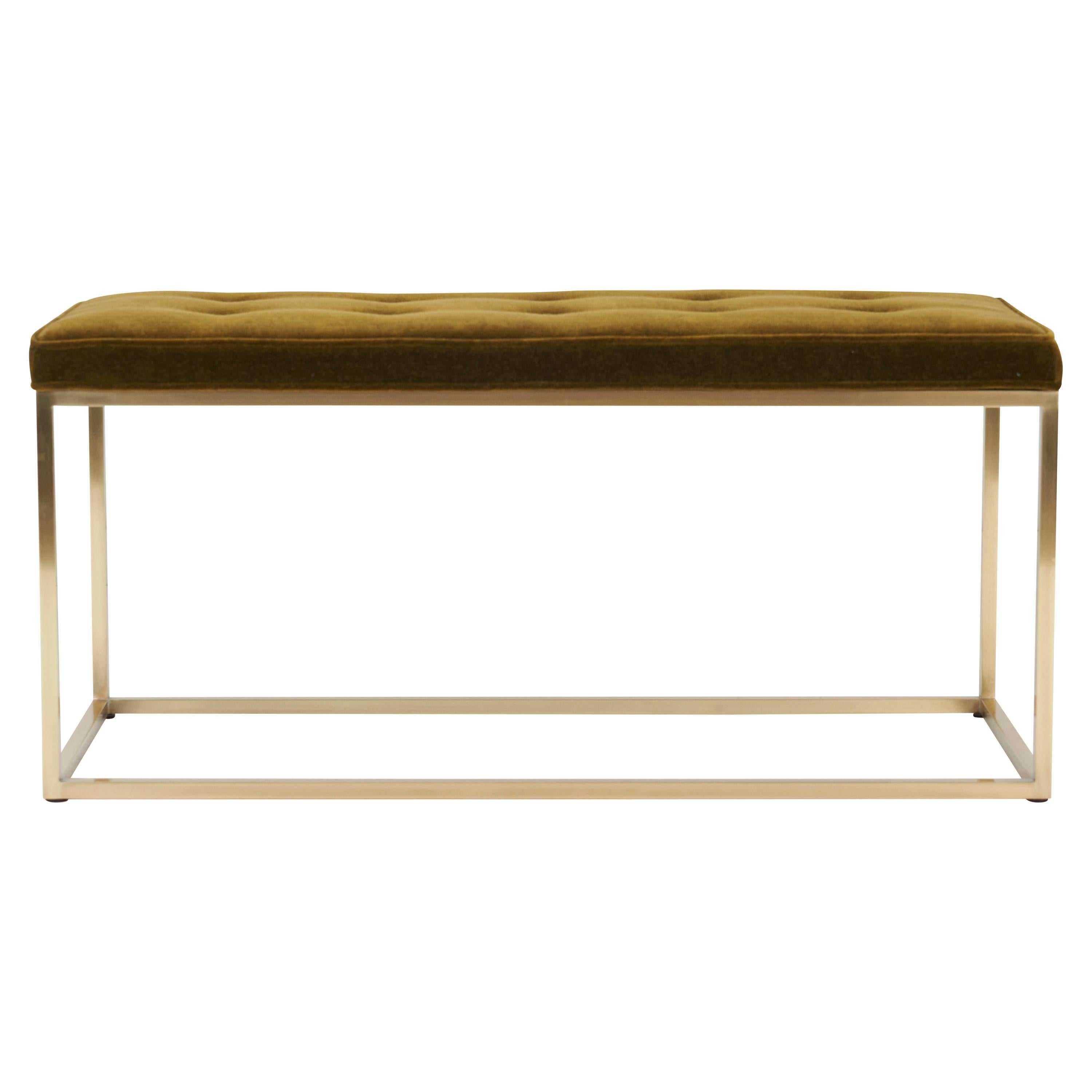 Architectural Brass Frame Bench by Milo Baughman