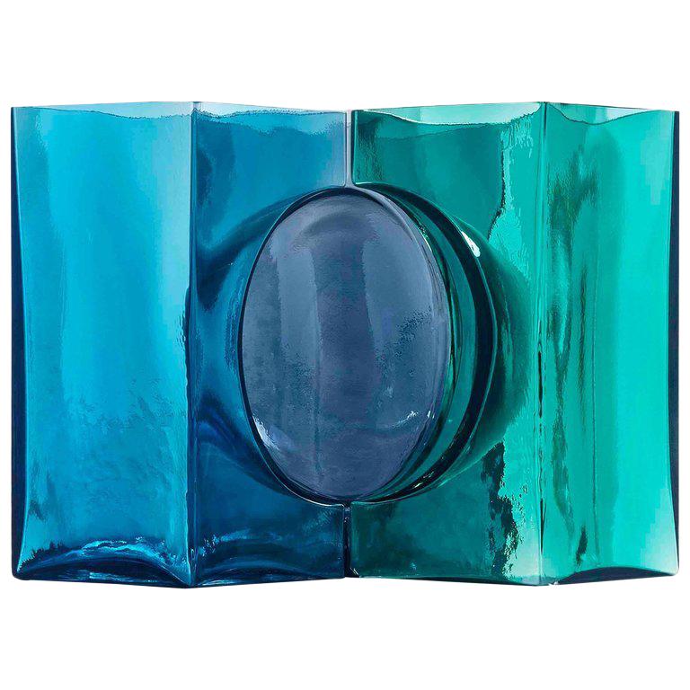 Venini Ando Cosmos Vase in Aquamarine, Grape and Mint by Tadao Ando