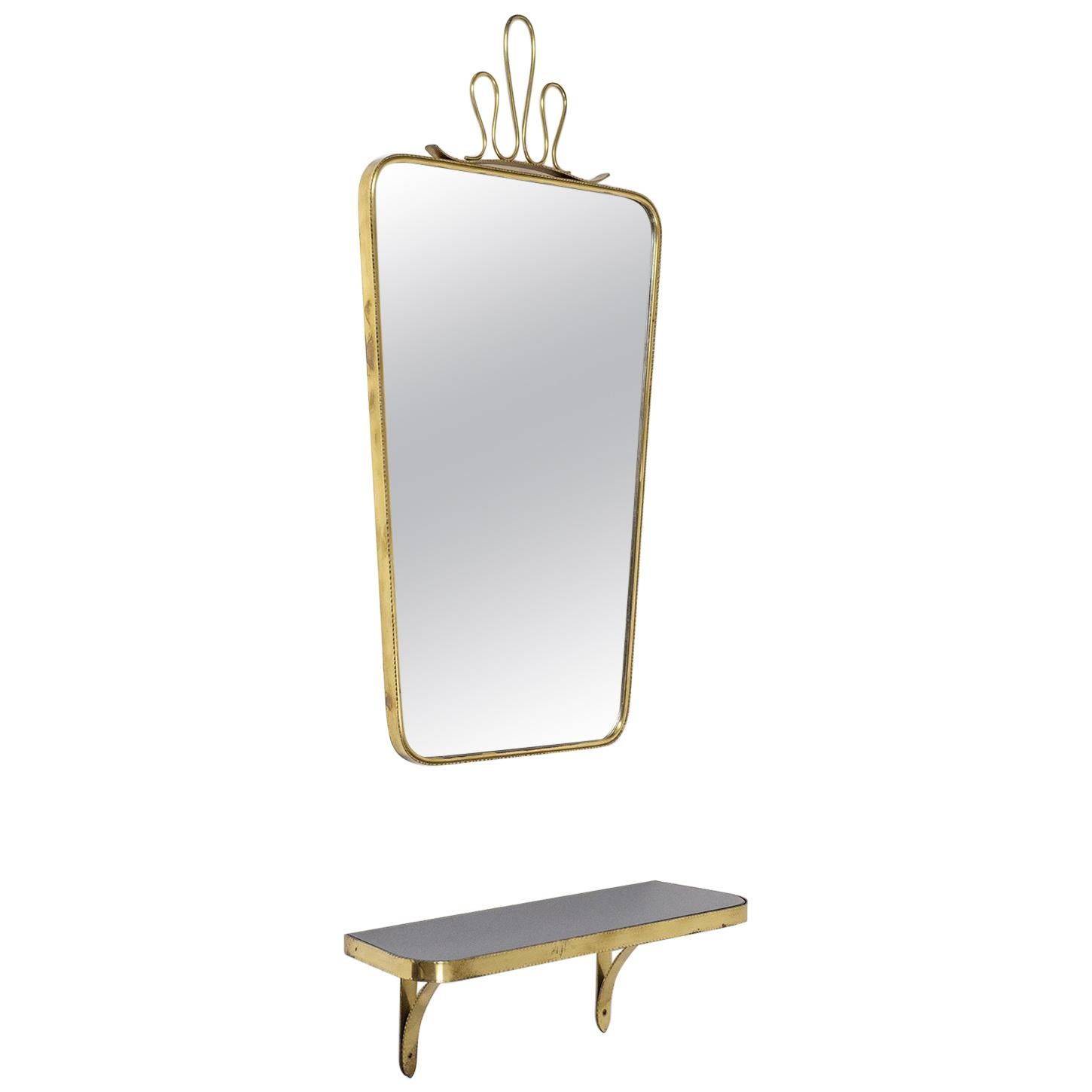 1950s Brass Mirror and Console