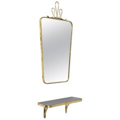 1950s Brass Mirror and Console