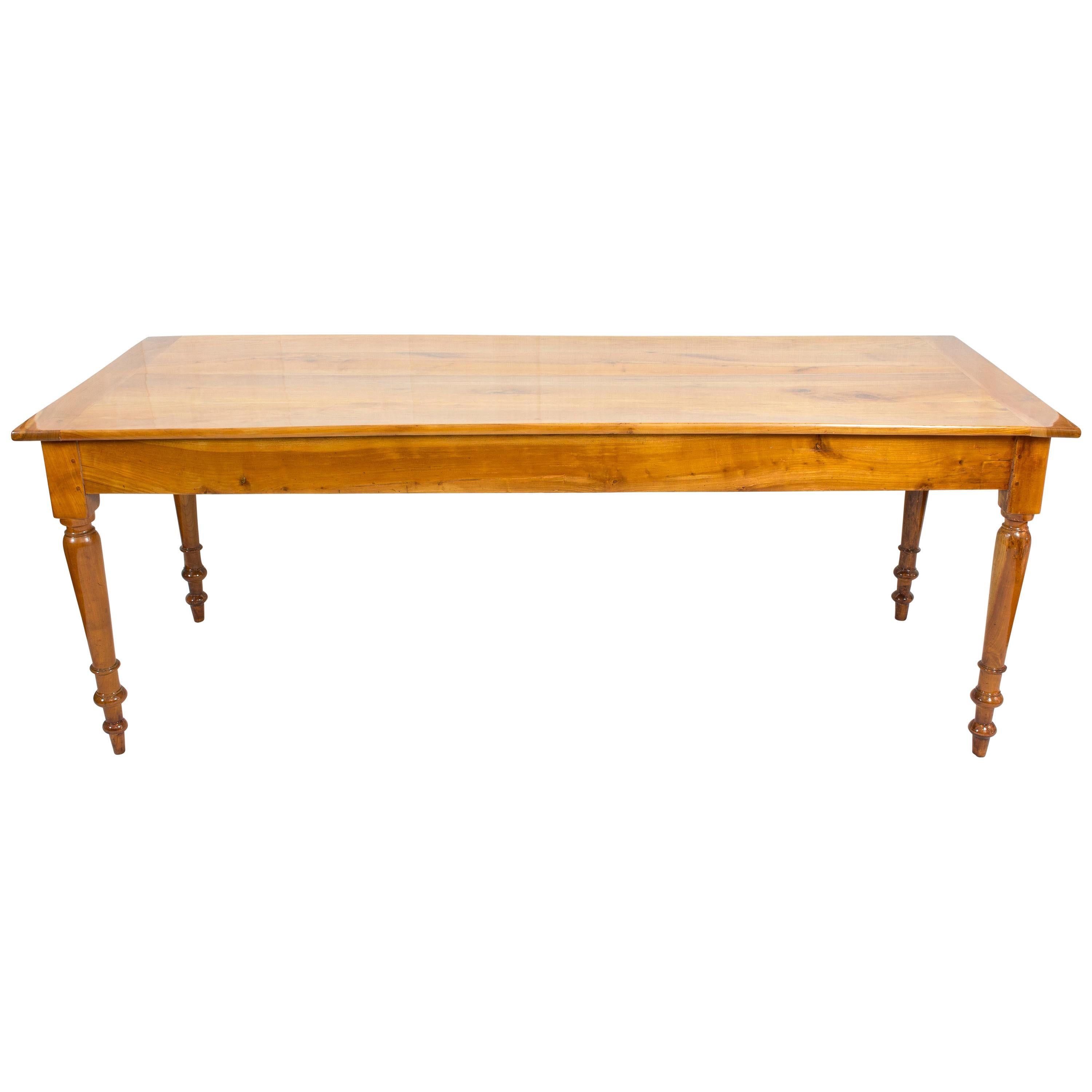 19th Century Farmhouse Biedermeier Solid Cherrywood Table For Sale