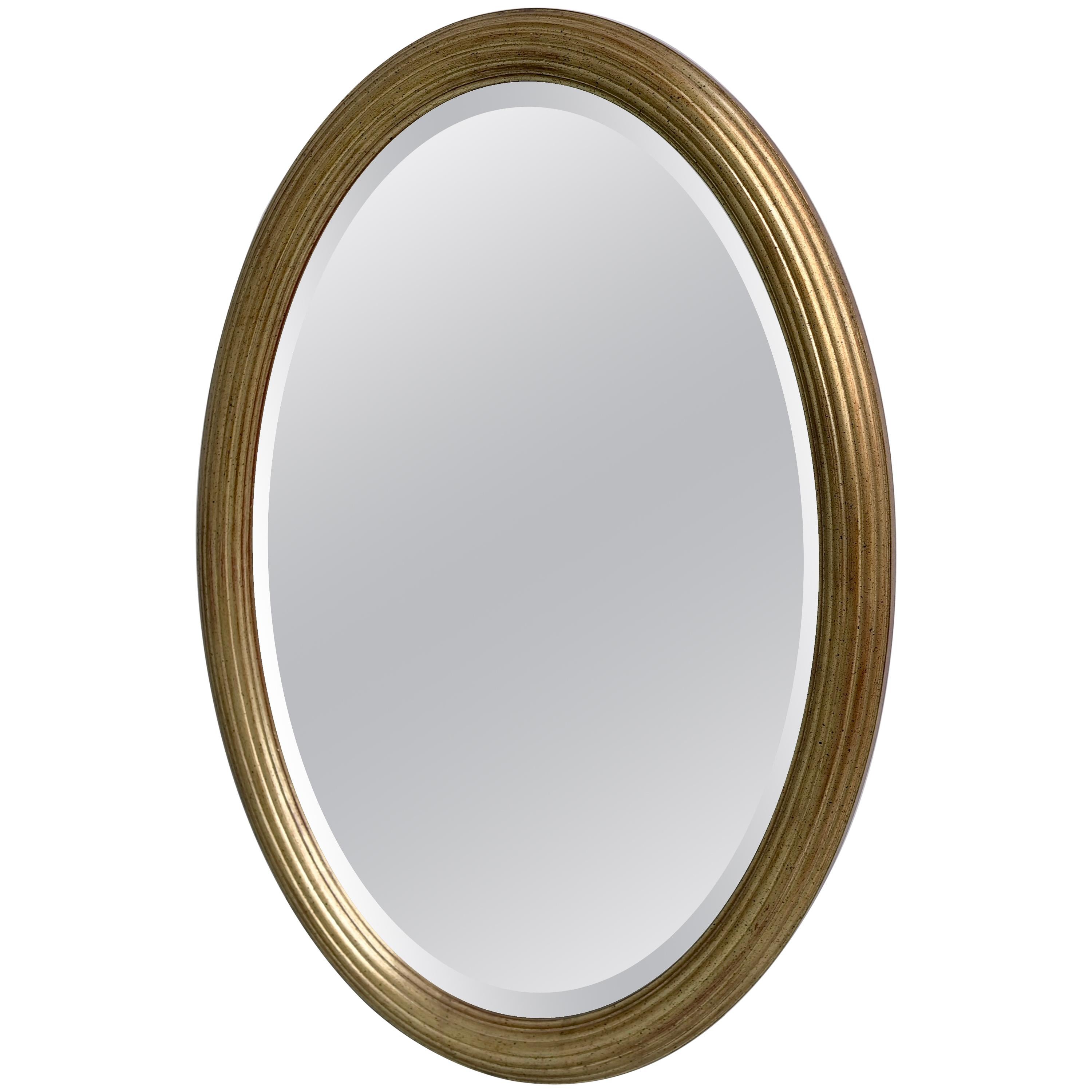 Classic French Oval Mirror in Gold Color, 1960s