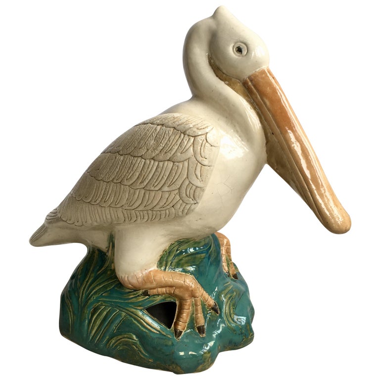 Large Vintage Italian Ceramic Pelican For Sale at 1stDibs
