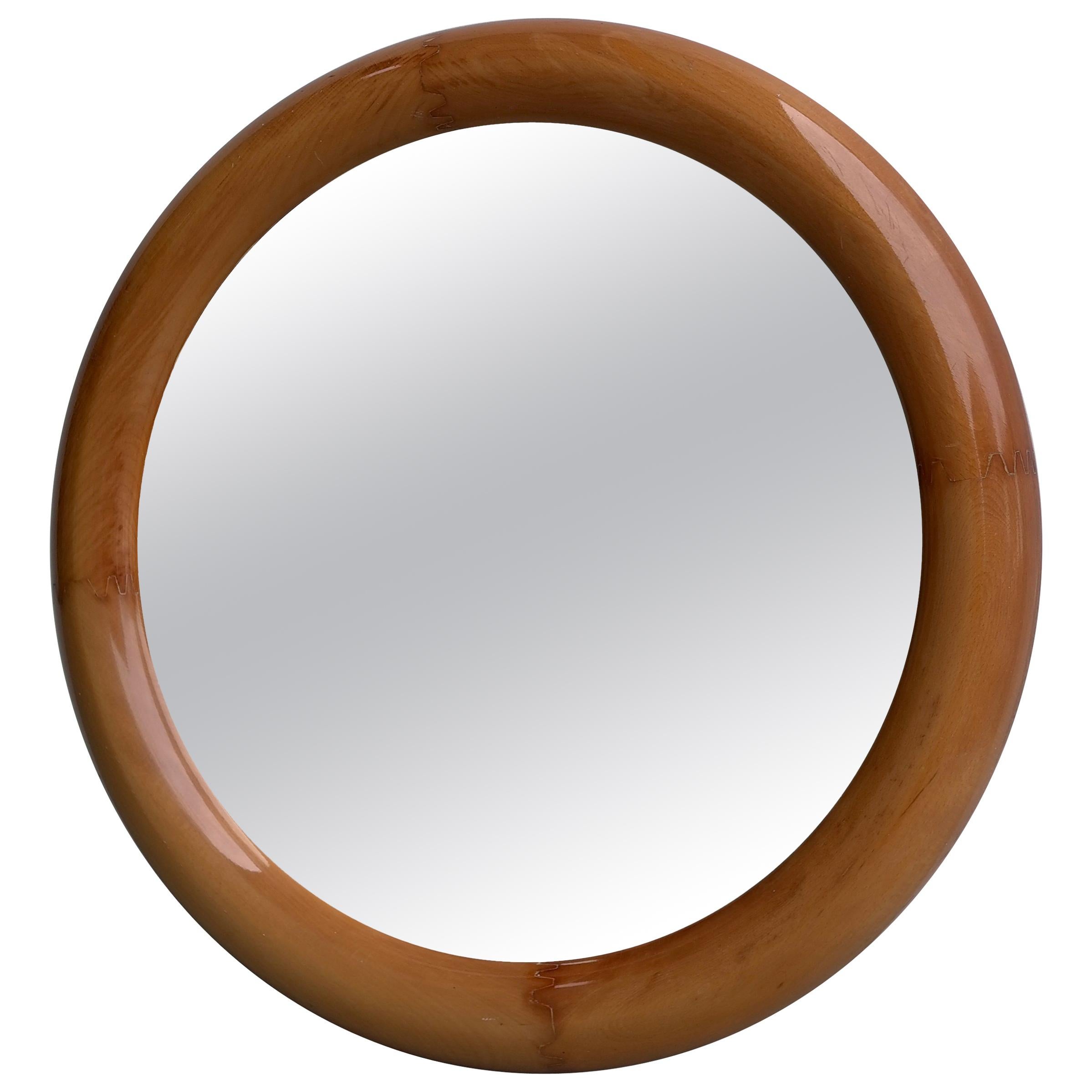 Large Round Mahogany Mirror, France, 1960s For Sale