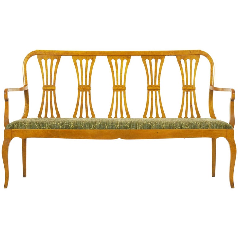 Biedermeier Style Antique Maple Hallway Sofa Bench 20th Century