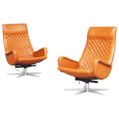 Pair of Lounge Chairs by De Sede Mod. Ds 51, Original 1970s in Cognac Leather