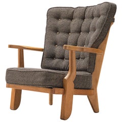 Guillerme & Chambron 'Mid Repos' Lounge Chair in Solid Oak