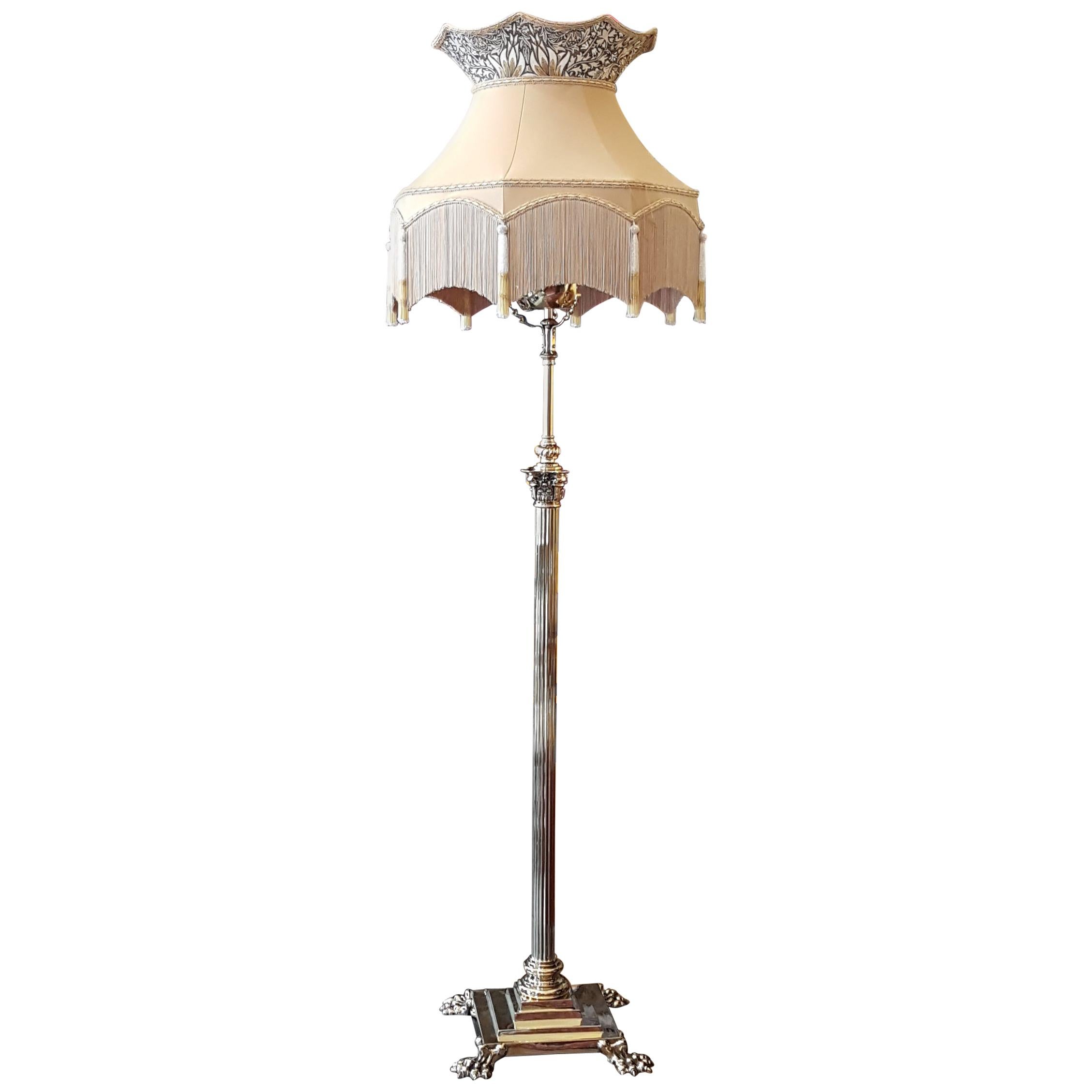 Late Victorian Adjustable Brass Standard Lamp For Sale