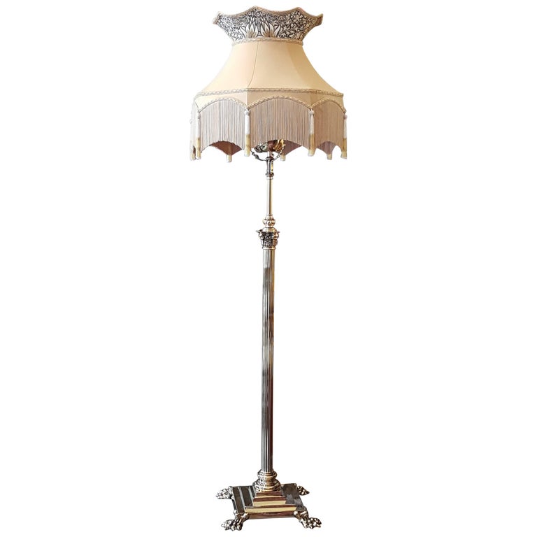 Late Victorian Adjustable Brass Standard Lamp For Sale at 1stDibs