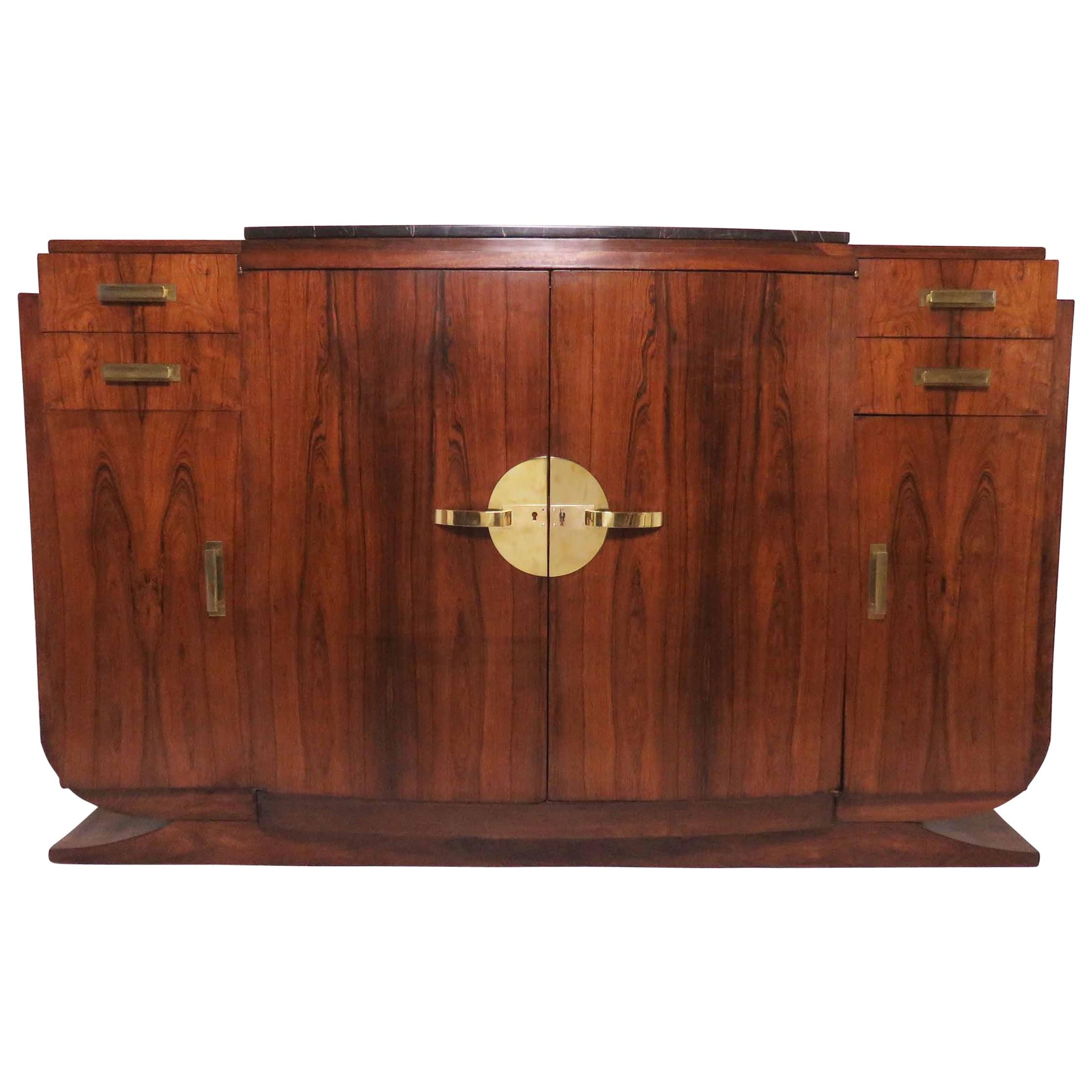 French Art Deco Rosewood Sideboard Buffet Cabinet in Manner of Jules Leleu