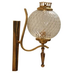 Mid-Century Italian Sconce Glass Murano Brass Gold Classic Design Round Glass 