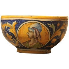 Antique Sicilian Ceramic 1880 Decorated Warriors Leaves Gesualdo Di Bartolo Caltagirone