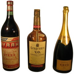Vintage Mid Century Glass French Wine Liquor Display Bottle 