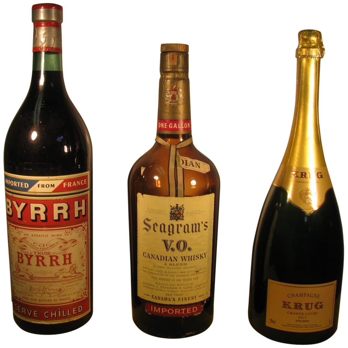 Four 19th Century French Hand Blown Glass Wine Bottles with Decorative