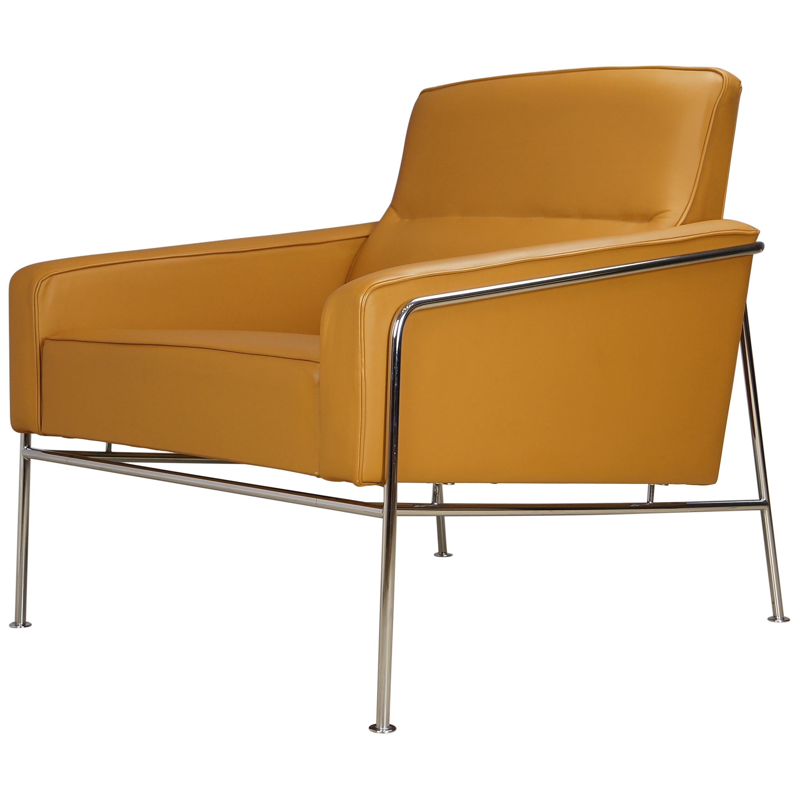 Caramel Leather Arne Jacobsen 3300 Vintage Armchair Lounge Chair, Fritz Hansen