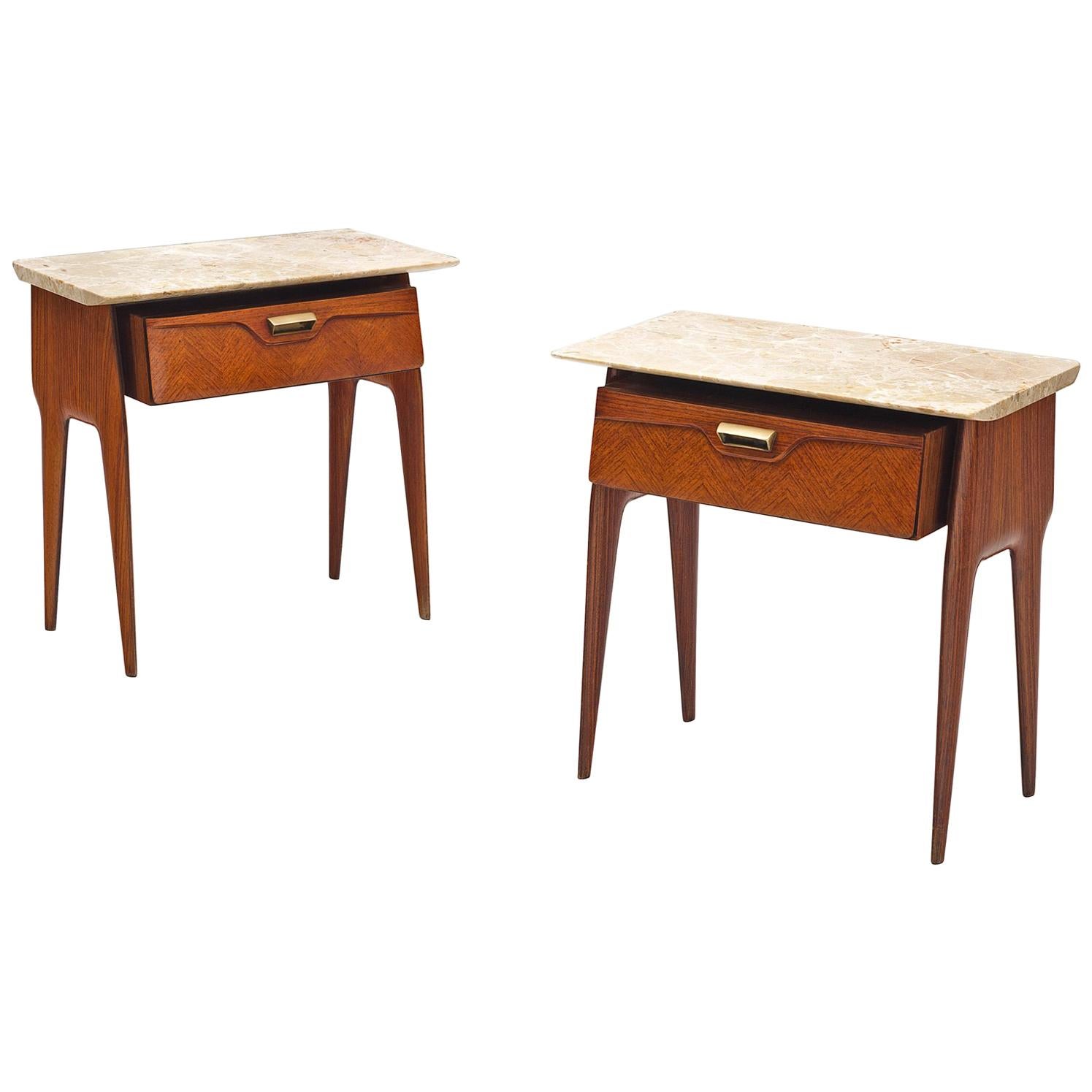 Pair of Italian Nightstands with Marble top