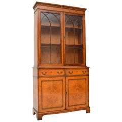 Antique Georgian Style Burr Walnut Bookcase